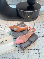 Alaia Heart 50mm Heels Slingbacks Pink Sheepskin 810201