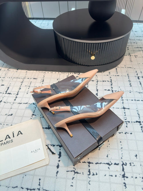 Alaia Heart 50mm Heels Slingbacks Nude Sheepskin 810205