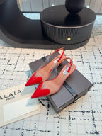 Alaia Heart 50mm Heels Slingbacks Red Sheepskin 810206
