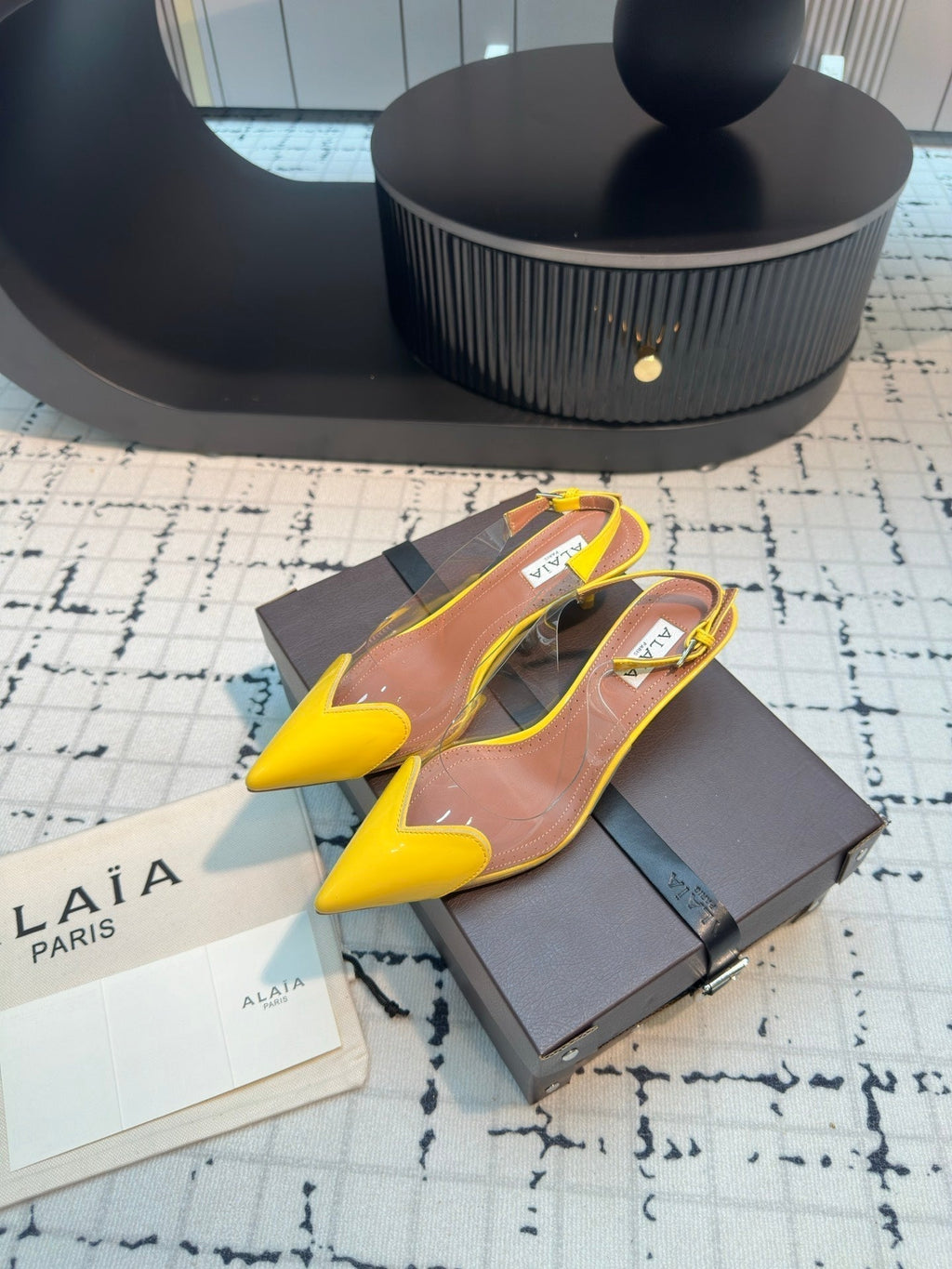 Alaia Heart 50mm Heels Slingbacks Yellow Sheepskin 810211