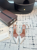 Alaia Heart 50mm Heels Slingbacks White Sheepskin 810202