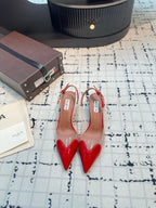 Alaia Heart 50mm Heels Slingbacks Red Sheepskin 810206