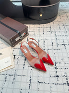 Alaia Heart 50mm Heels Slingbacks Red Sheepskin 810206