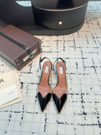 Alaia Heart 50mm Heels Slingbacks Black Sheepskin 810209