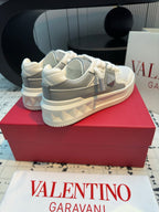 One Stud Xl Trainer In White Mix Grey Nappa Leather And Mesh Fabric 824989
