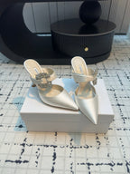 Manolo Satin Maidugura Mules 90mm White Satin