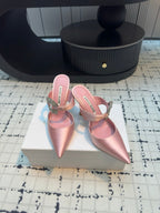 Manolo Satin Maidugura Mules 90mm Pink Satin