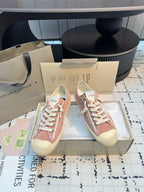 THICK-SOLED V-STAR IN PINK SUEDE WITH CREAM CALFSKIN STAR