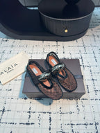 Alaila Ballet Flats In Black Mesh Fabric 895242