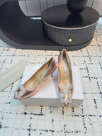 Hangisi 70 Rose Gold Metallic Leather Jewel Buckle Pumps 912618