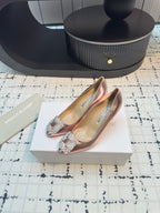 Hangisi 70 Rose Gold Metallic Leather Jewel Buckle Pumps 912618