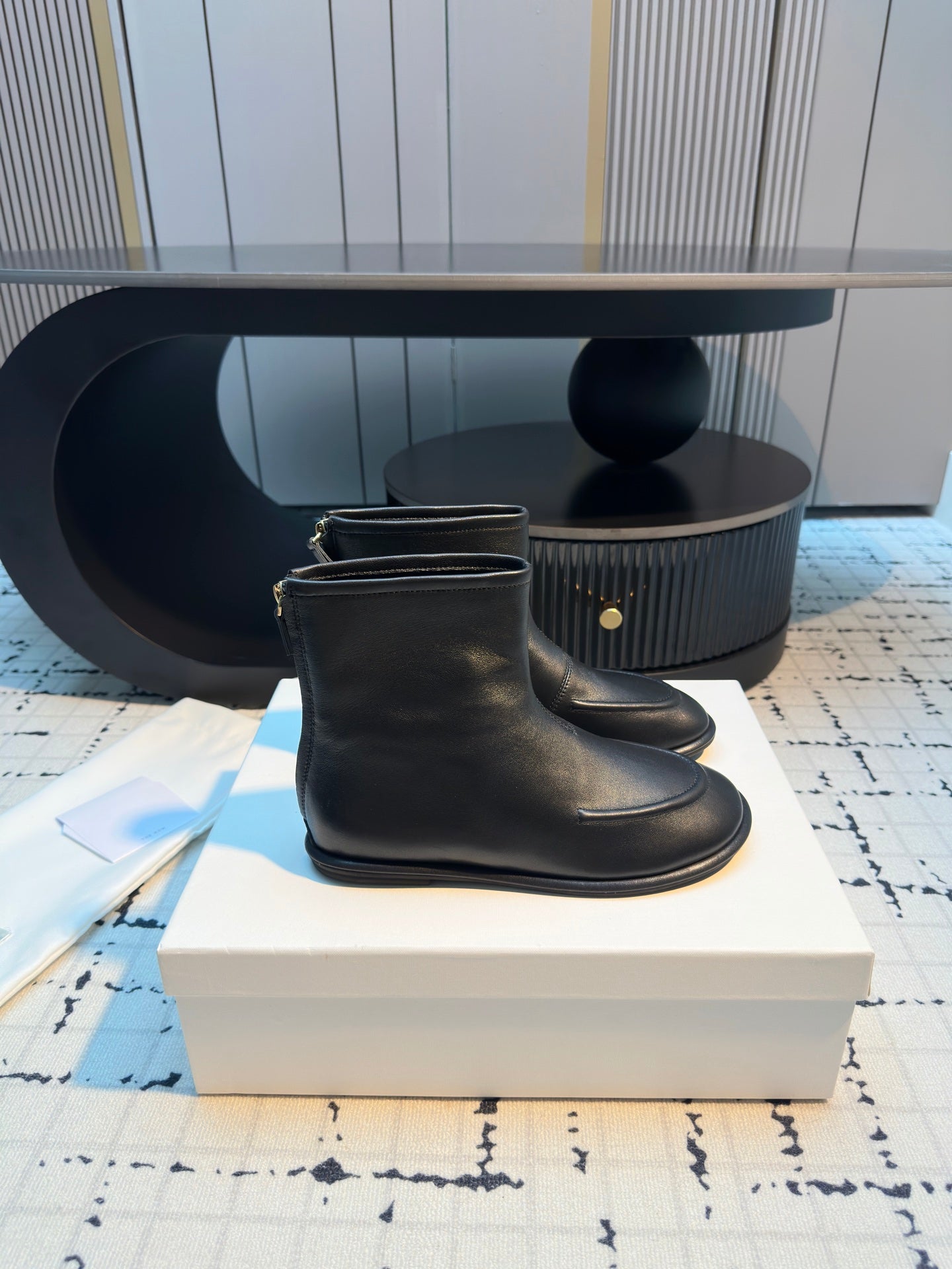 The Row Canal Ankle Boots 20mm Black Lambskin 429312