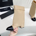CC SHORT BOOTS 55 MM IN BEIGE CREAM LAMBSKIN WITH GOLD HARDWARE