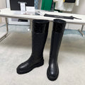 CC Classic Knee High Boots Quited Black Sheepskin Patent Leather 529337