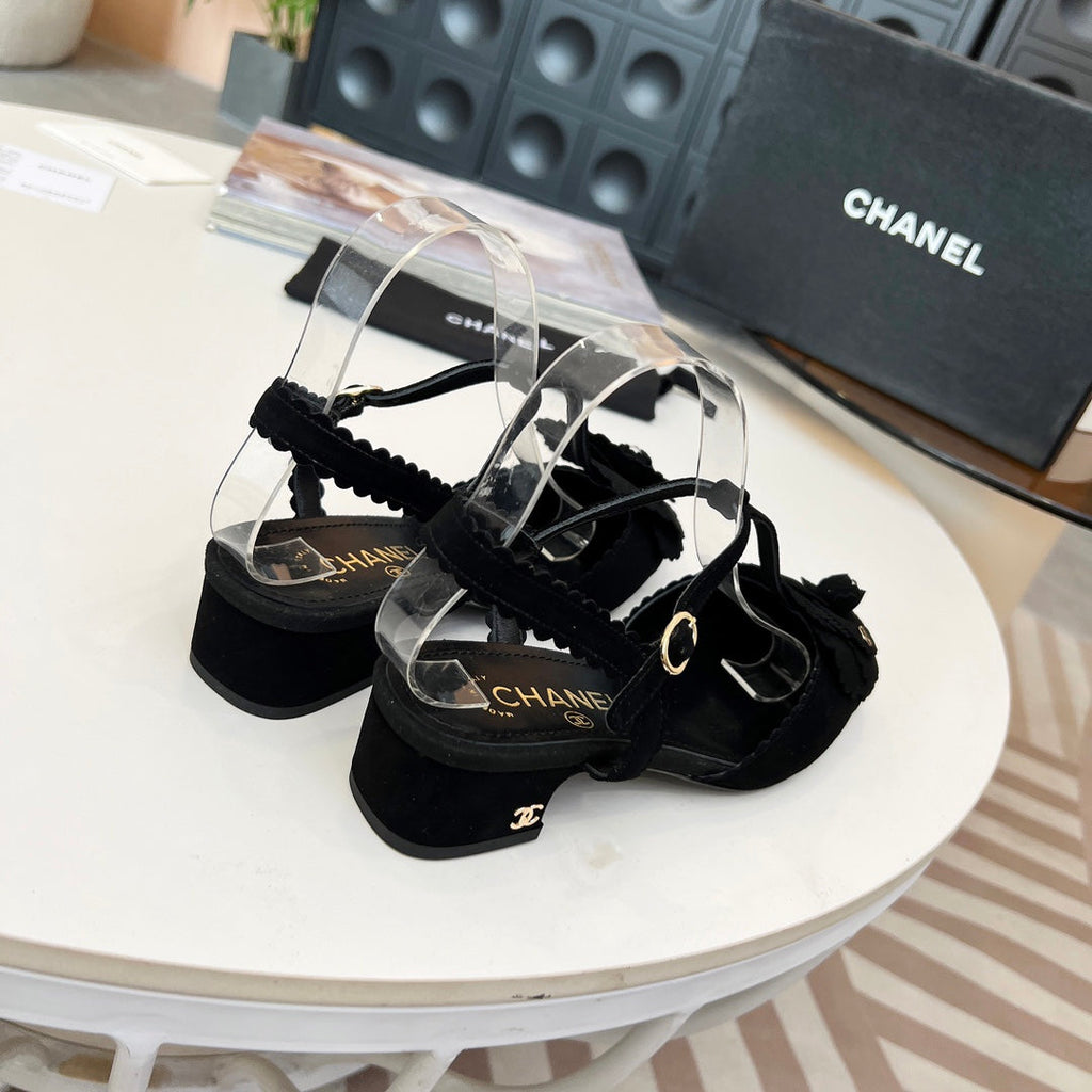 CC Pointed Toe Sandals Black Suede