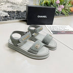 CC 25A Sandals Grey Horse Fur Leather 338603