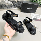 CC 25A Sandals Black Horse Fur Leather 338606