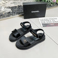 CC 25A Sandals Black Horse Fur Leather 338606