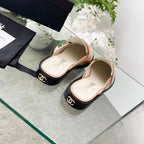 CC 25 Mule Beige Patent Calfskin Gold Double C