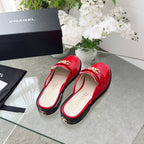 CC 25 Mule Red Patent Calfskin Gold Double C