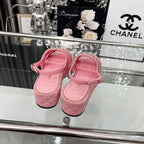 CC 25 Sandals Leather Chain 6cm Pink Lambskin 338653