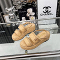 CC 25 Sandals Leather Chain 6cm Beige Lambskin 338654