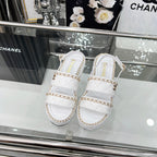 CC 25 Sandals Leather Chain 6cm White Lambskin 338655