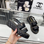 CC 25 Sandals Leather Chain 6cm Black Lambskin 338656