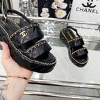 CC 25 Sandals Leather Chain 6cm Black Lambskin 338656