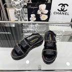CC 25 Sandals Leather Chain 6cm Black Lambskin 338656