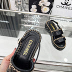 CC 25 Sandals Leather Chain 6cm Black Lambskin 338656