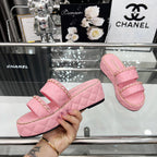 CC 25 Slide Leather Chain 6cm Pink Lambskin 338657