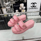 CC 25 Slide Leather Chain 6cm Pink Lambskin 338657