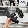 CC 25 Slide Leather Chain 6cm Black Lambskin 338660