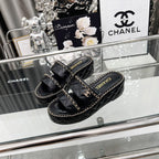 CC 25 Slide Leather Chain 6cm Black Lambskin 338660