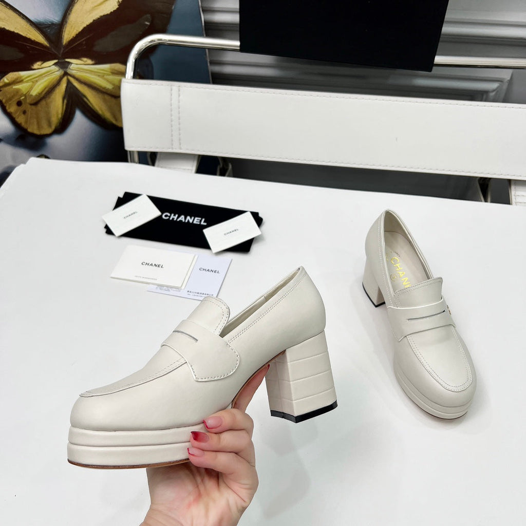 CC Platform Loafers 70mm White Sheepskin 459434