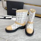 CC 25 ankle boots beige white tweed mix sheepskin 459498