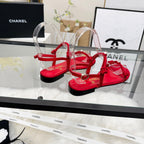 CC 2026 Pearl Sandal Red Satin Leather 692020