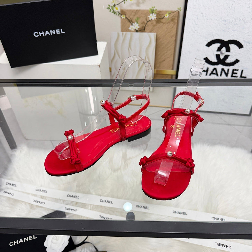 CC 2026 Pearl Sandal Red Satin Leather 692020