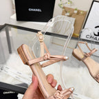 CC 2026 Pearl Sandal Beige Satin Leather 692021