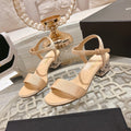 CC 25C 5CM Mid Heed Sandals Cream Fabric 213322