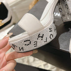 CC 25C 10CM Mid Heed Sandals White Fabric 213325