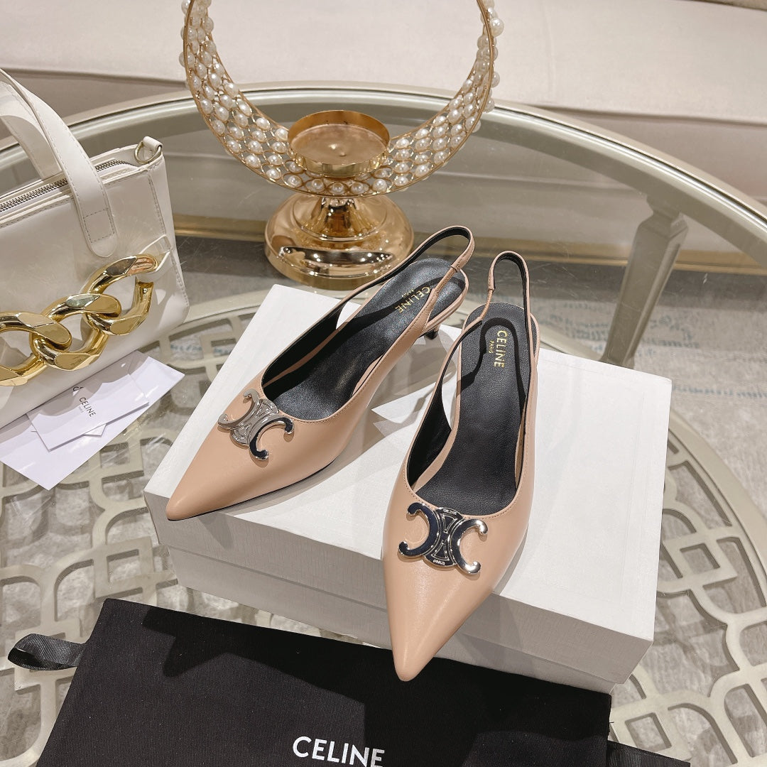 HIGH SLINGBACK 5 CM IN SEPIA TAN CALFSKIN