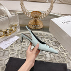 HIGH SLINGBACK 5 CM IN POWDER BLUE CALFSKIN