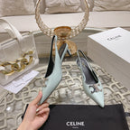 HIGH SLINGBACK 5 CM IN POWDER BLUE CALFSKIN