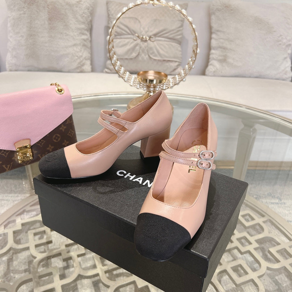 mary janes 60 double buckle beige calfskin black grosgrain