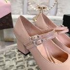 mary janes 60 double buckle beige calfskin black grosgrain