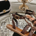 CLEA TRIOMPHE GLADIATOR SANDAL IN CHOCOLATE BROWN CALFSKIN - VEGETAL TANNING