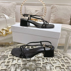 HIGH SANDAL 45MM IN BLACK LAMBSKIN