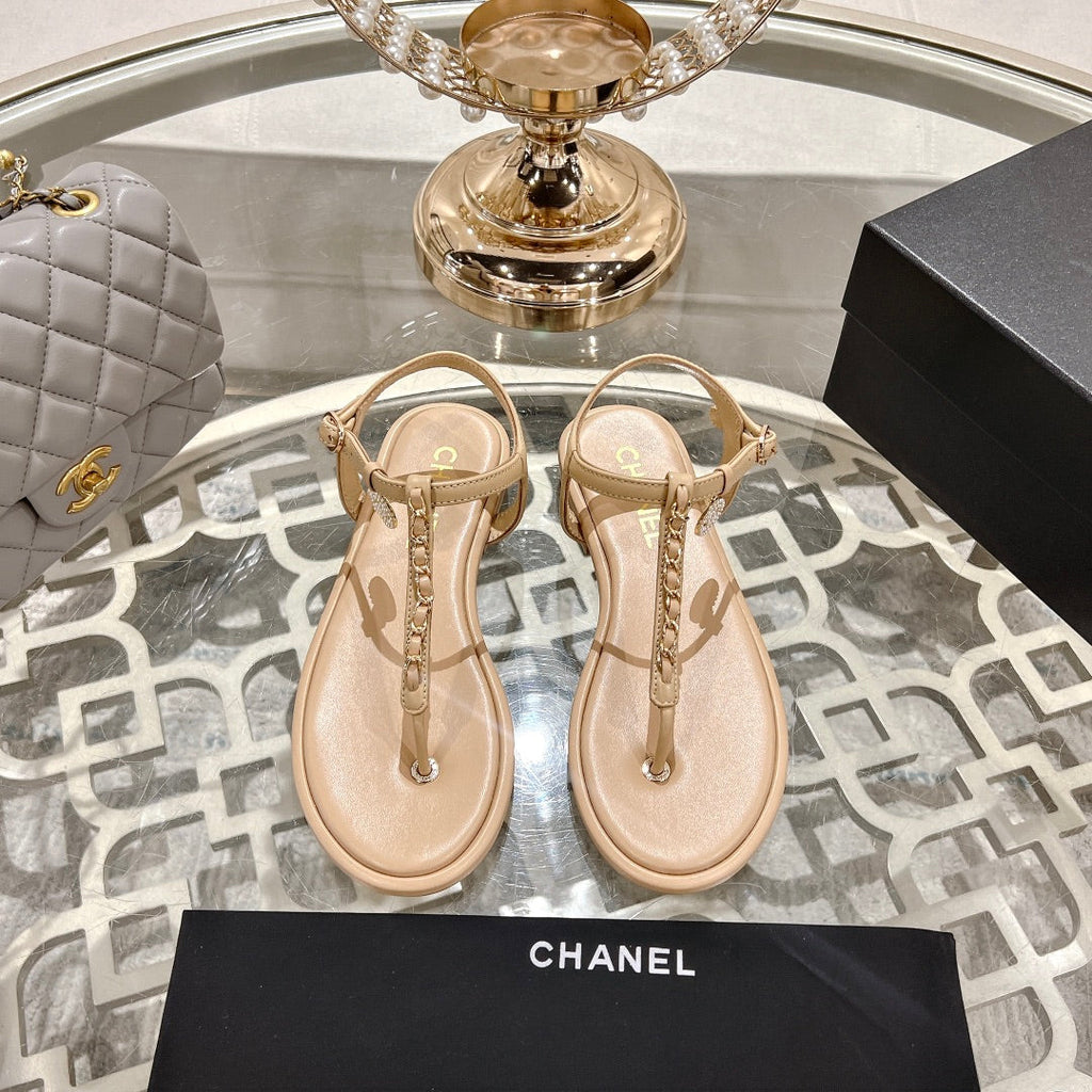 CC 2024 thong sandal beige lambskin 189953